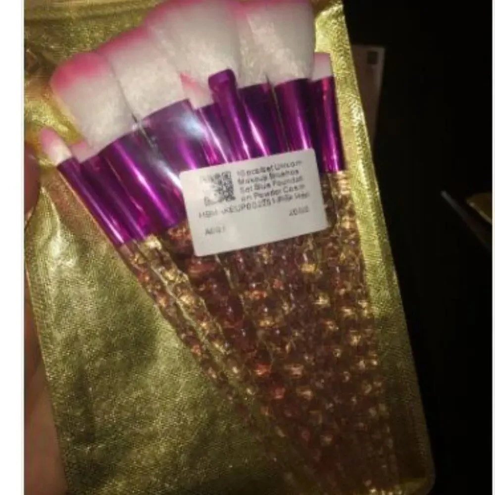 10 Piece Acrylic Diamond Tip Make Up Brush Set